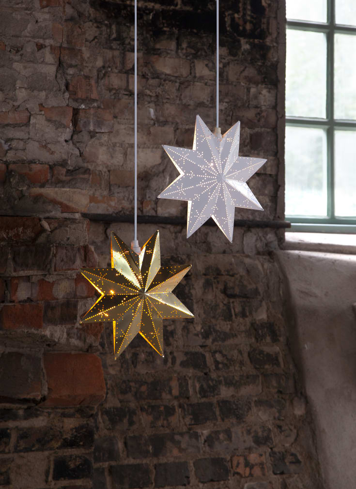 Star Trading Classic julestjerne med lys, 28 cm, hvit