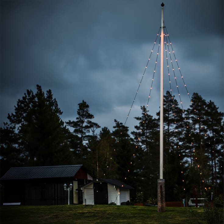 Konstsmide lyskæde til flagstang, 100 ravfarvede lys, 6 meter