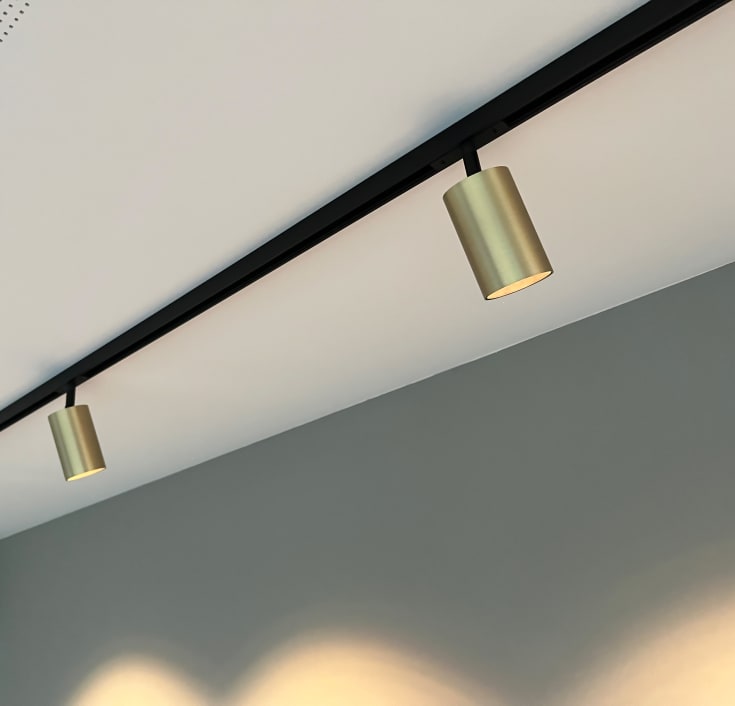 Antidark Designline Tube Pro 1F skenspotlight, GU10, mässing