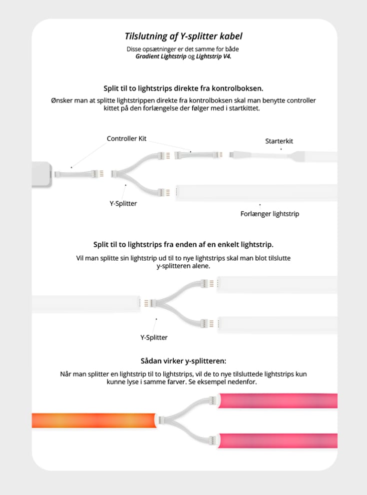 HiluX kabel til Philips Hue LightStrip V4, 5 cm, hvit, 2-pakning