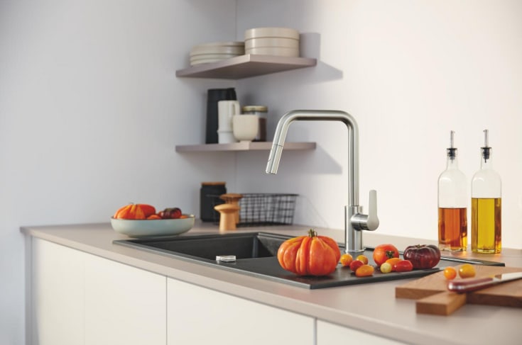 Grohe Start köksblandare, utdragbar pip, stål