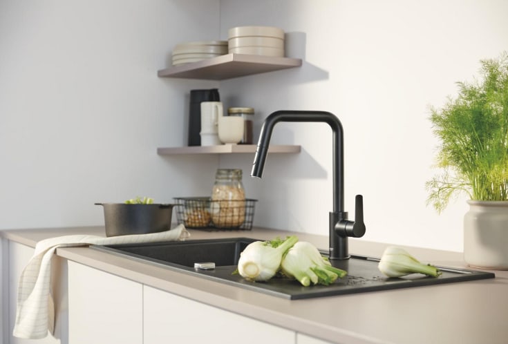 Grohe Start köksblandare, utdragbar pip, matt svart