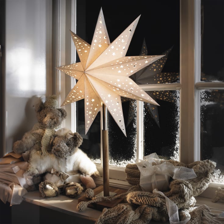 Markslöjd Solvalla adventsstjärna med ljus, 65 cm, vit