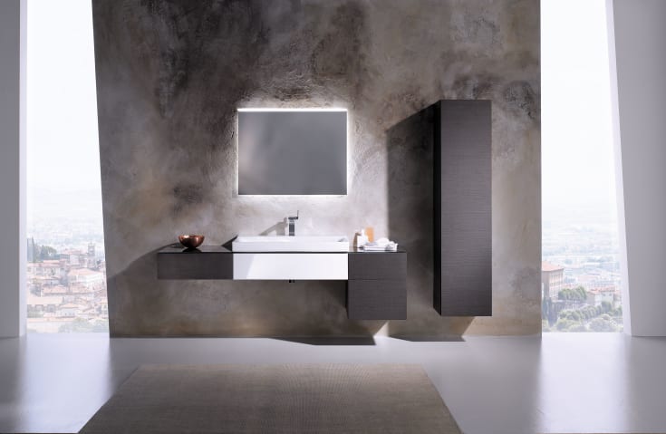 Geberit Xeno² spejl med lys, dæmpbar, touch, 90x71 cm, børstet aluminium