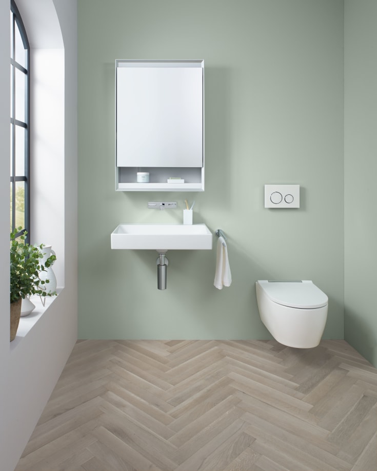 Geberit One væghængt toilet, uden skyllekant, mat hvid