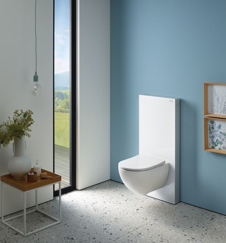Geberit Monolith Plus sisterne for vegghengt toalett, 114 cm, hvitt glass