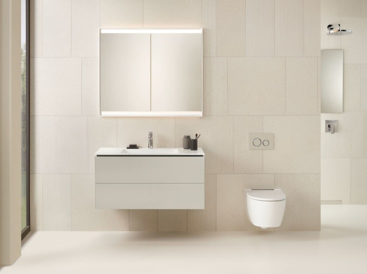 Geberit One tvättställsunderskåp, 103,6x47 cm, högglans beige