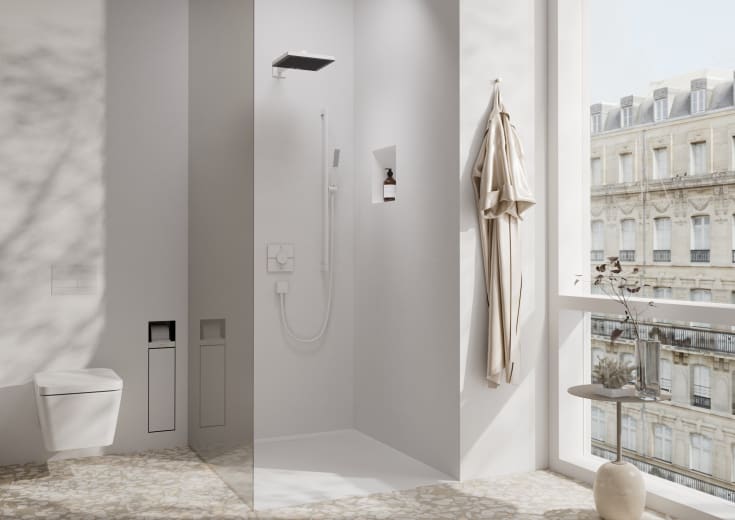 Hansgrohe Pulsify E brusehoved, 26x26 cm, vandbesparende, mat hvid