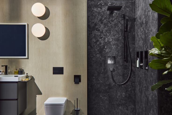 Hansgrohe Pulsify E brusehoved, 26x26 cm, vandbesparende, mat sort