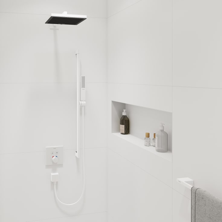 Hansgrohe Pulsify E dusjhode, 26x26 cm, vannbesparende, matt hvit