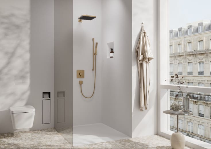 Hansgrohe Pulsify E brusehoved, 26x26 cm, vandbesparende, børstet bronze