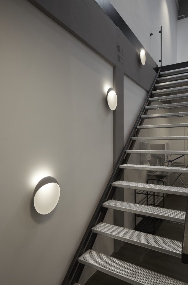 Louis Poulsen Flindt utelys vegg, aluminium, Ø40 cm
