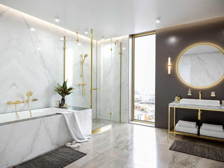 Hansgrohe Unica S Puro brusestang, 65 cm, guld