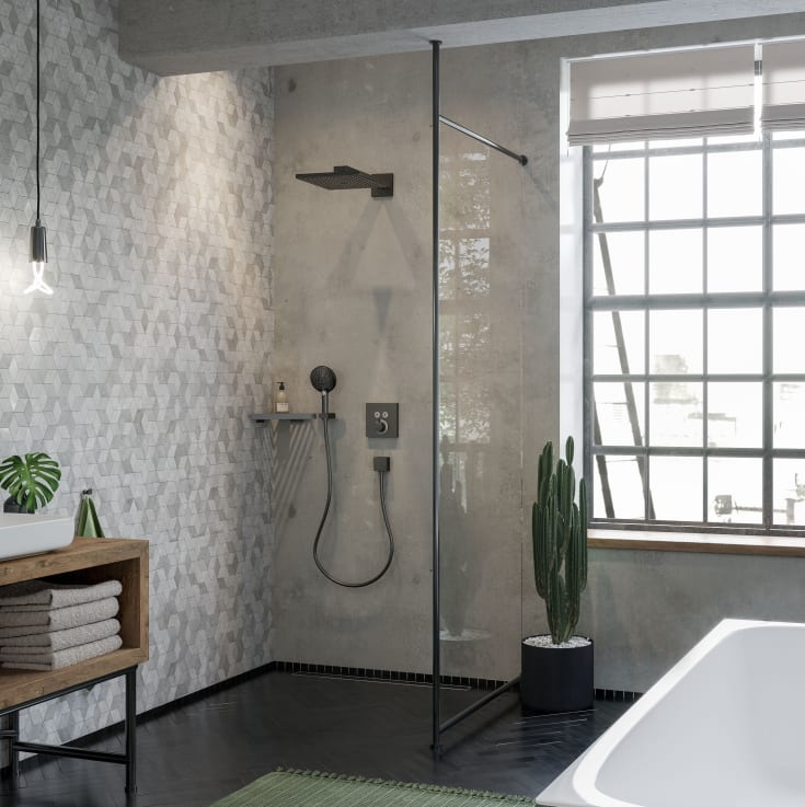Hansgrohe FixFit Square slangeuttak, børstet sort krom