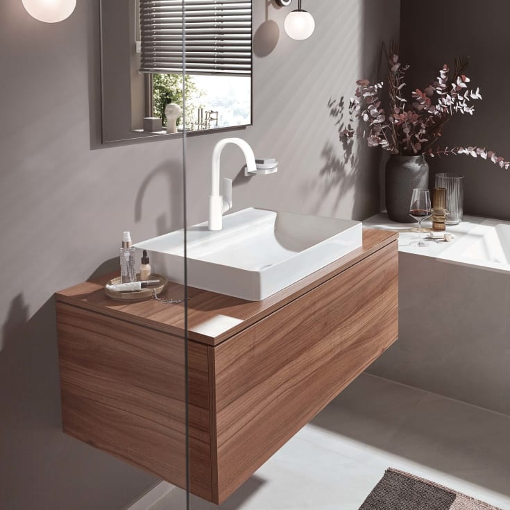 Hansgrohe Vivenis 210 tvättställsblandare, svängpip, matt vit