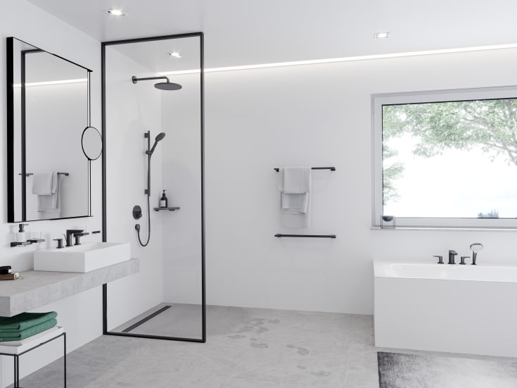 Hansgrohe duscharm, 38,9 cm, matt svart