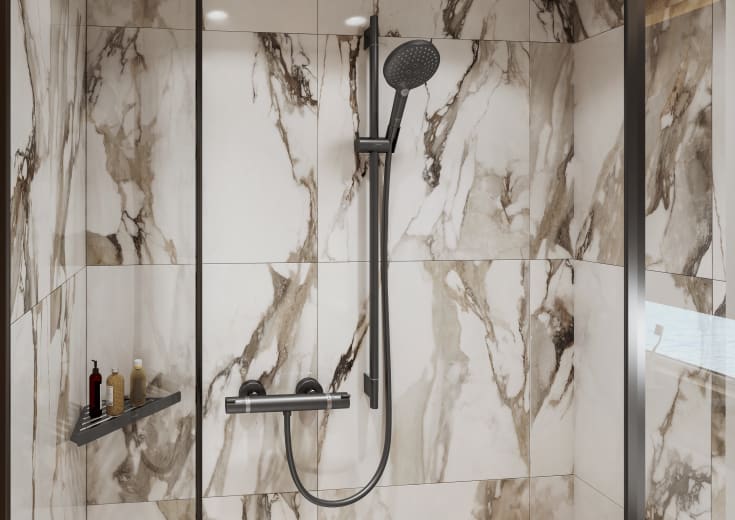 Hansgrohe Unica S Puro duschstång, 65 cm, borstad svart krom