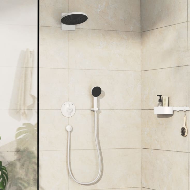 Hansgrohe DuoTurn S dusjbatteri, med 2 uttak, matt hvit