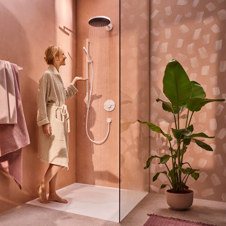 Hansgrohe Pulsify S takdusj, Ø26 cm, vannbesparende, matt hvit