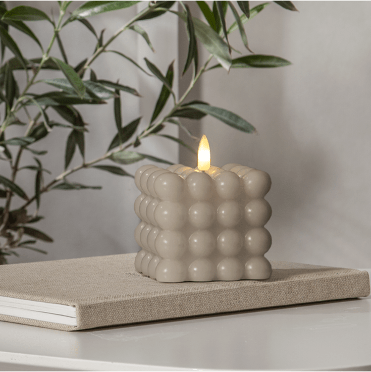12 stk Star Trading Flamme Dot Bubble LED stearinlys, beige