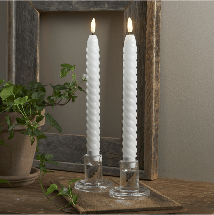 Star Trading Flamme Swirl LED kronelys, batteri, hvid