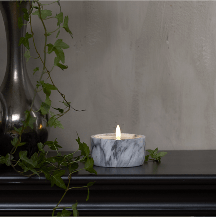 12 st Star Trading Flamme Marble LED blockljus, batteri