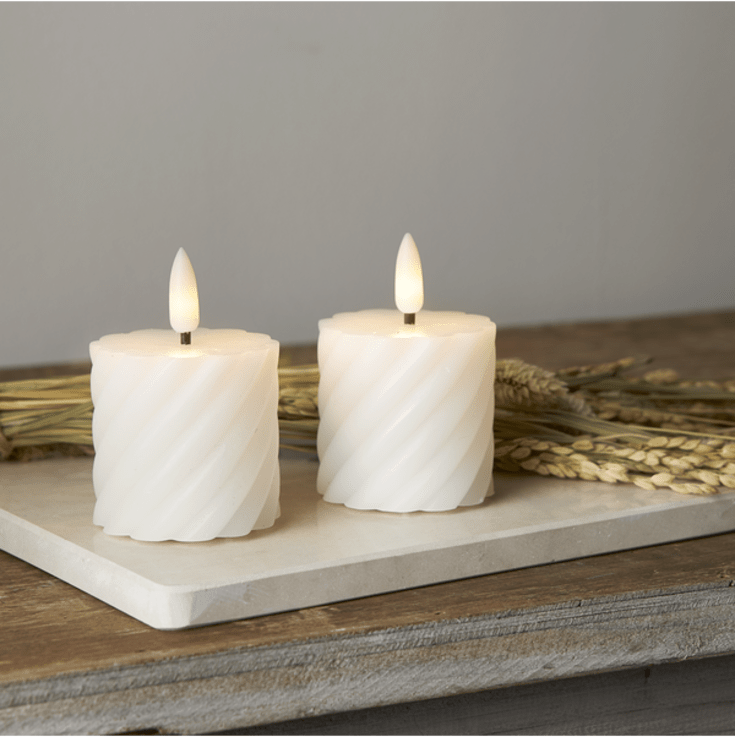 Star Trading Flamme Swirl LED blockljus, batteri, vit