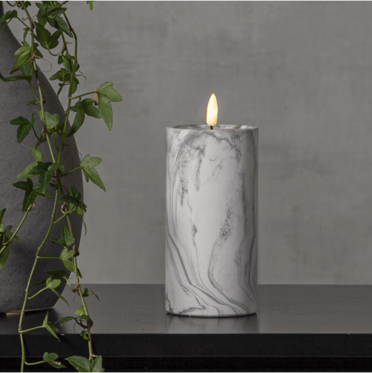 12 st Star Trading Flamme Marble LED blockljus, batteri