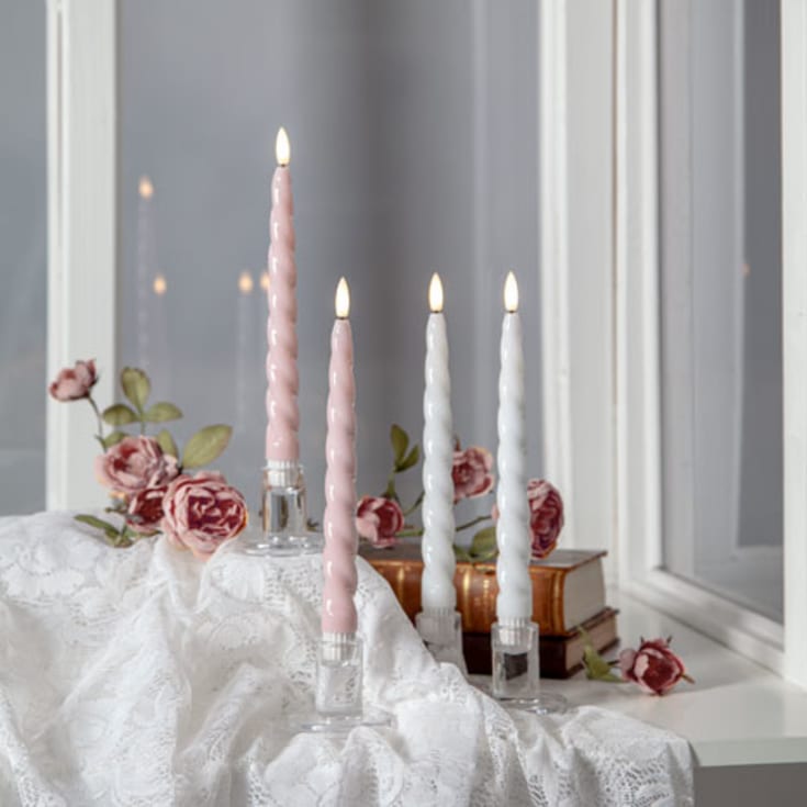 Star Trading Flamme Shine Swirl LED kronelys, batteri, lyserød