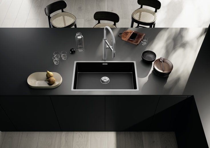 Blanco Claron 700-IF/N UXI diskbänk, 74x44 cm, svart krom