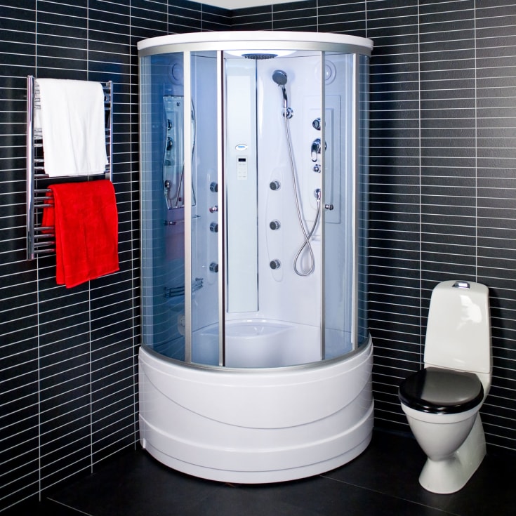 Arrow duschkabin 6126, ångbastu, massagedusch, takdusch, högt kar, tonat glas