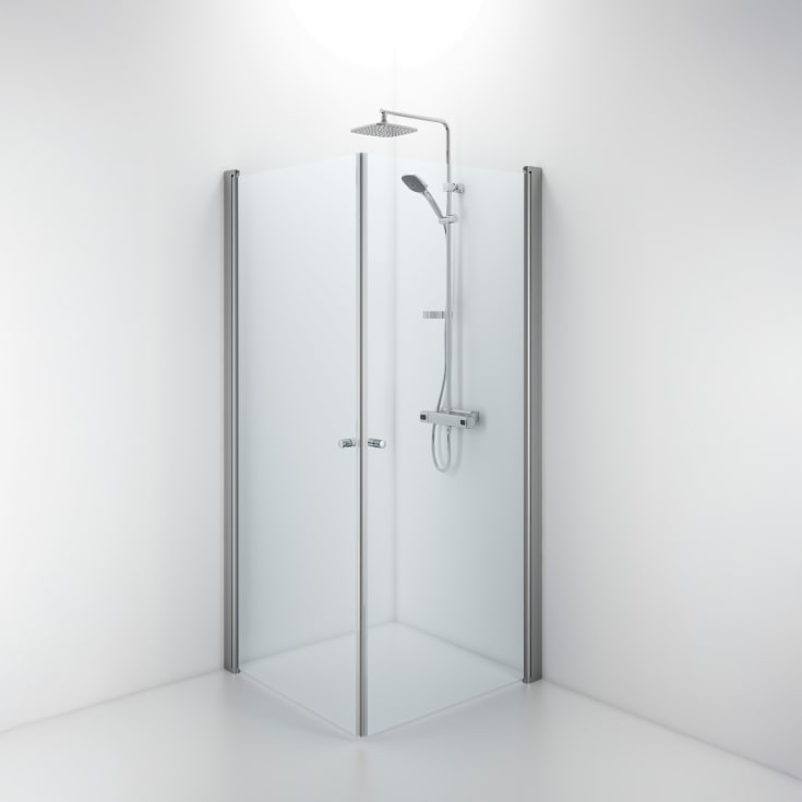 Contura Shower Space duschdörr, 87 cm, låg modell, klart glas, aluminiumprofil