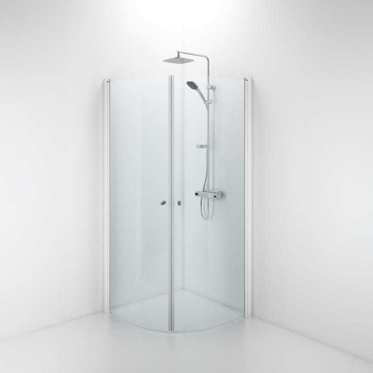 Contura Shower Space brusedør, 72,3 cm, klart glas, hvid profil