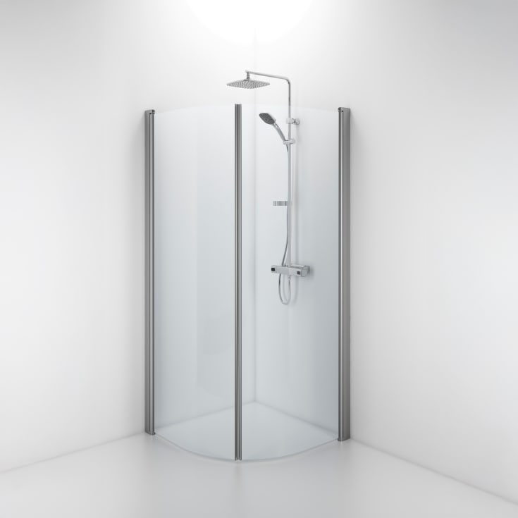 Contura Shower Space dusjvegg, 79x79 cm, klart glass, aluminiumsprofil