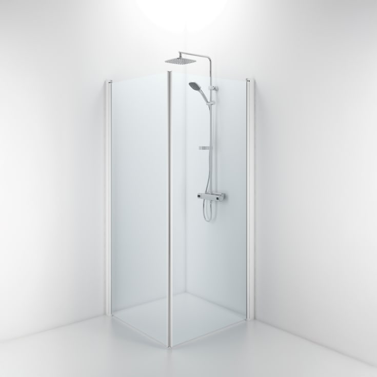 Contura Shower Space duschdörr, 87 cm, klart glas, vit profil