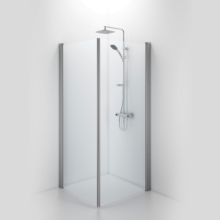 Contura Shower Space duschvägg, 79x79 cm, klart glas, aluminiumprofil