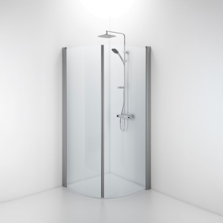 Contura Shower Space dusjvegg, 89x89 cm, klart glass, aluminiumsprofil