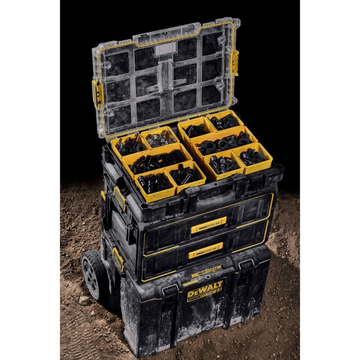 DeWalt DXL Thoughsystem 2.0 sortimentskasse, 10/12 beholdere