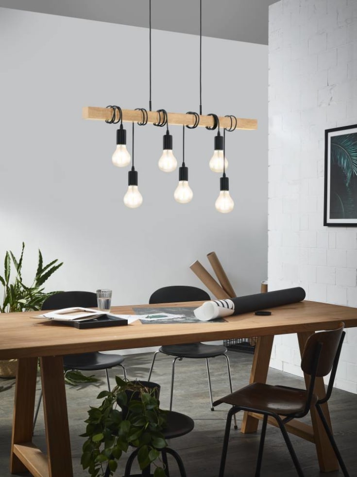 Eglo Townshend pendellampa, 6 lampor, svart