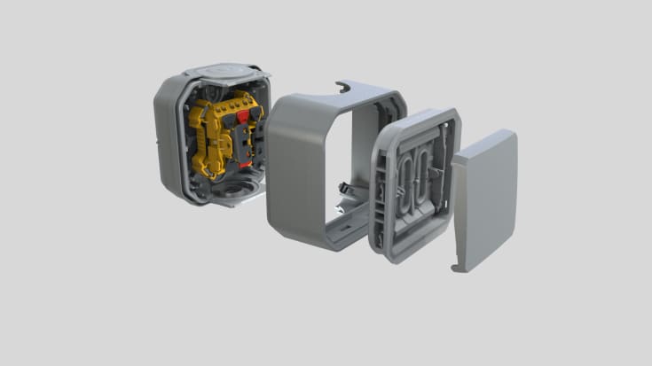 Plexo55 korrespondansebryter 10A 2 modul grå