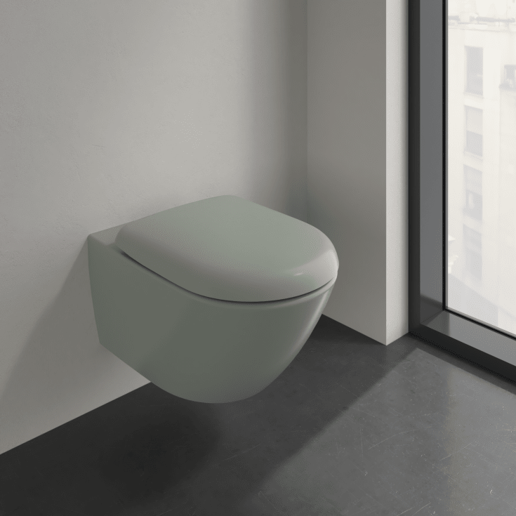 Villeroy & Boch Antao væghængt toilet, uden skyllekant, rengøringsvenlig, mat grøn