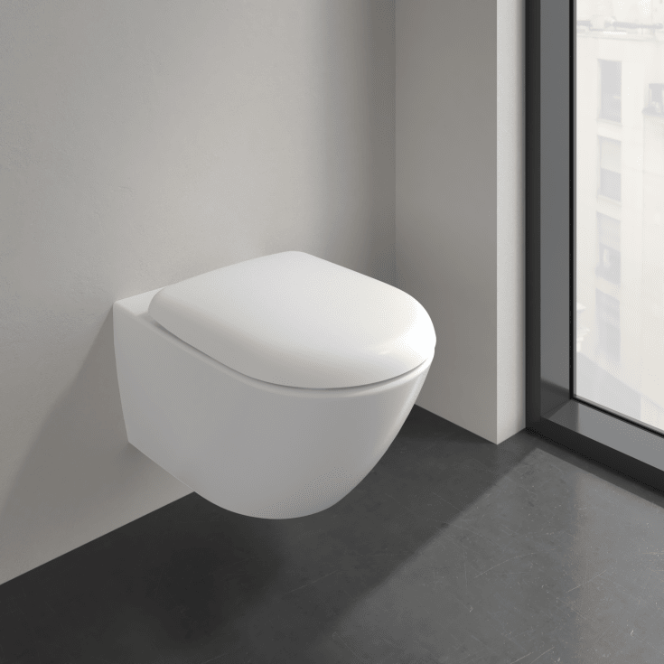 Villeroy & Boch Antao væghængt toilet, uden skyllekant, rengøringsvenlig, mat hvid