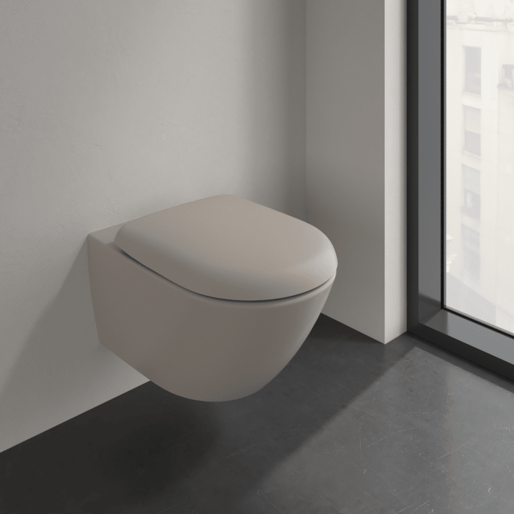 Villeroy & Boch Antao vägghängd toalett, utan spolkant, rengöringsvänlig, matt beige
