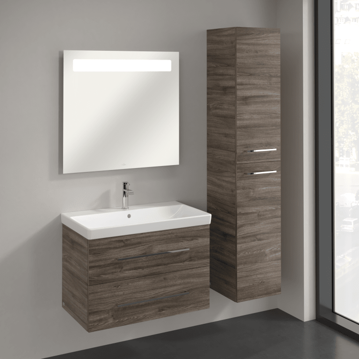 Villeroy & Boch Avento A894 högskåp, 34,6x176 cm, höger, grå ek