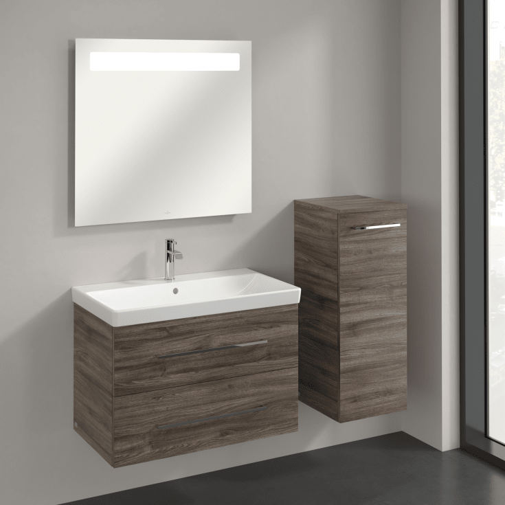 Villeroy & Boch Avento A895 veggskap, 34,8x88,8 cm, høyre, grå eik