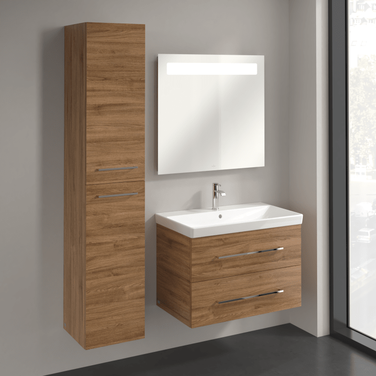 Villeroy & Boch Avento A894 högskåp, 34,6x176 cm, vänster, mörk ek
