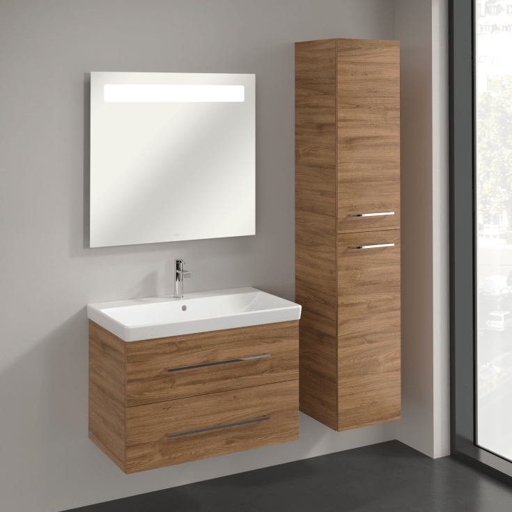 Villeroy & Boch Avento A894 högskåp, 34,6x176 cm, höger, mörk ek