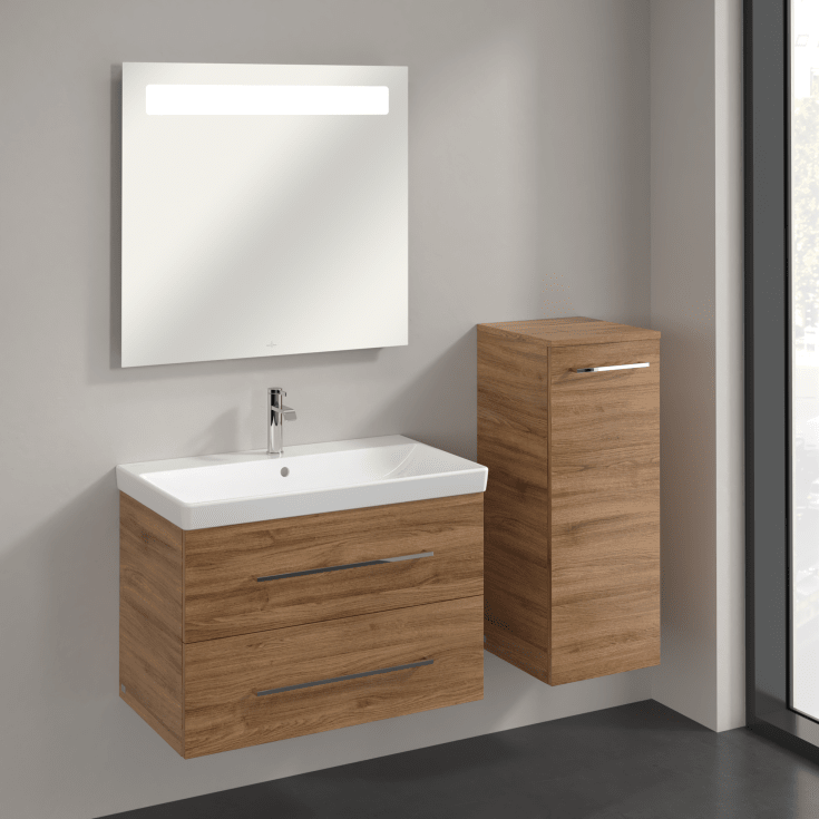 Villeroy & Boch Avento A895 väggskåp, 34,8x88,8 cm, höger, mörk ek