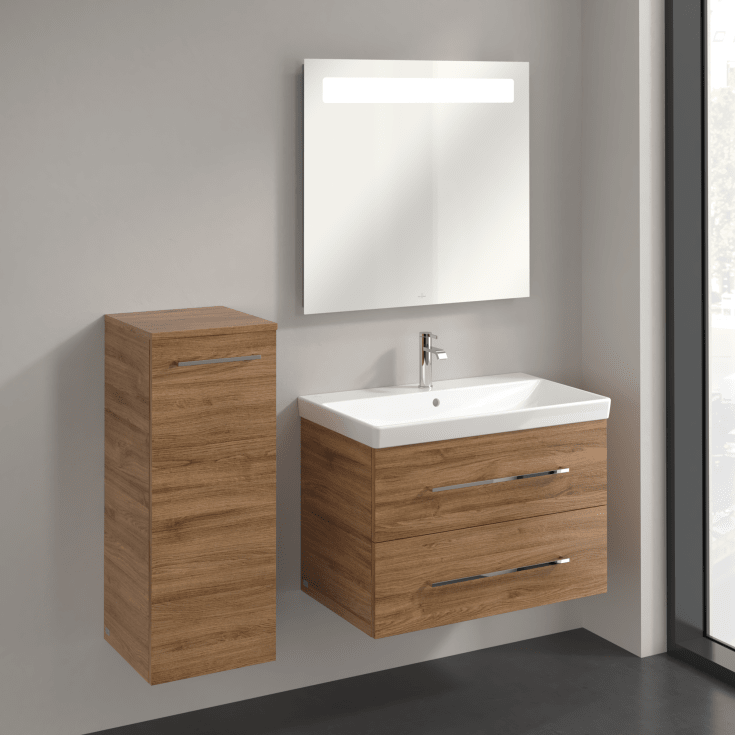 Villeroy & Boch Avento A895 väggskåp, 34,8x88,8 cm, vänster, mörk ek
