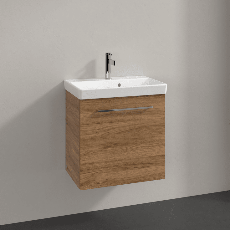 Villeroy & Boch Avento A888 tvättställsunderskåp, 52,6x38,2 cm, vänster, mörk ek